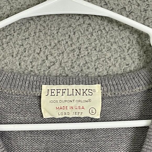 VTG Jeff Links Sweater Men L Gray Pullover Casual  V-neck - Picture 3 of 8